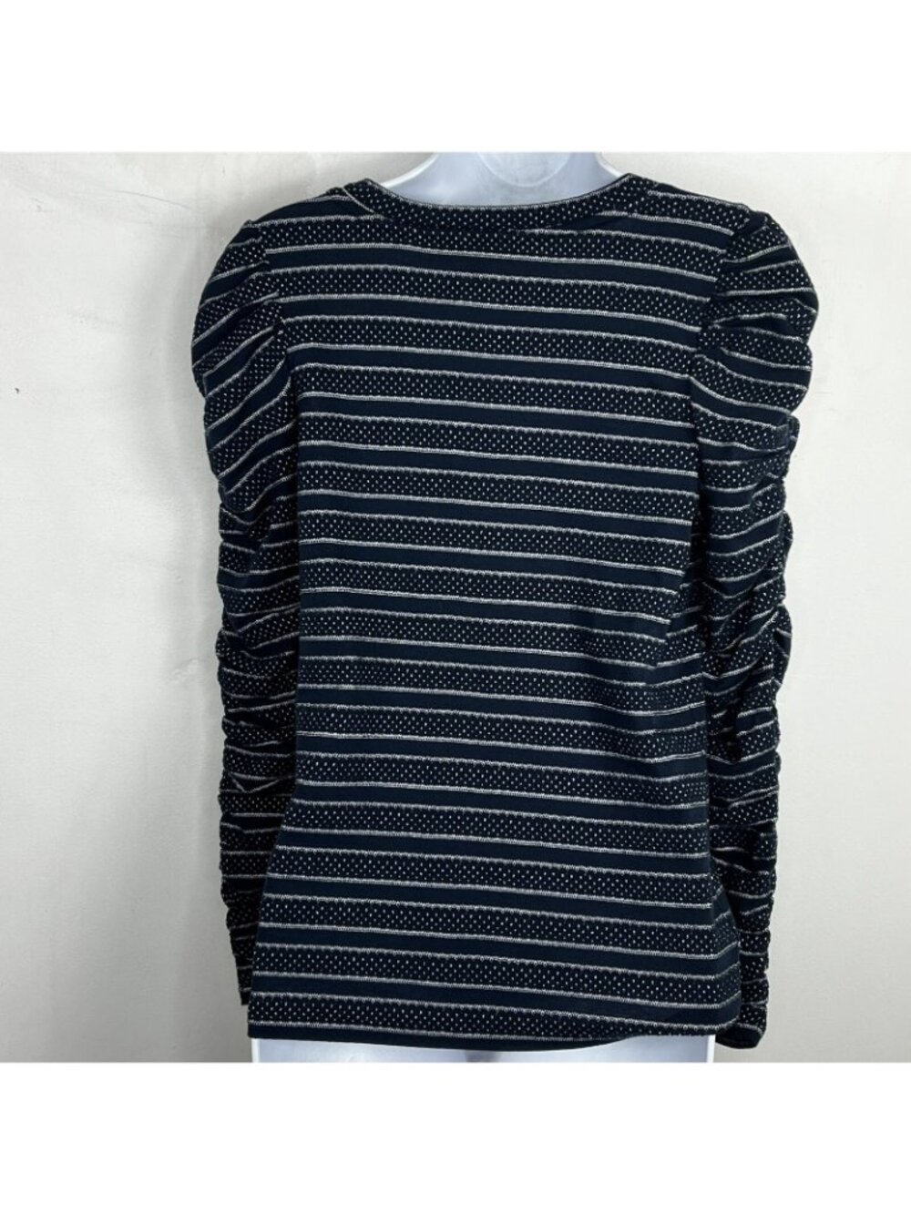 LOFT Top Sz XS Navy Blue White Striped Parisian Chic Casual FG30 - Picture 2 of 10